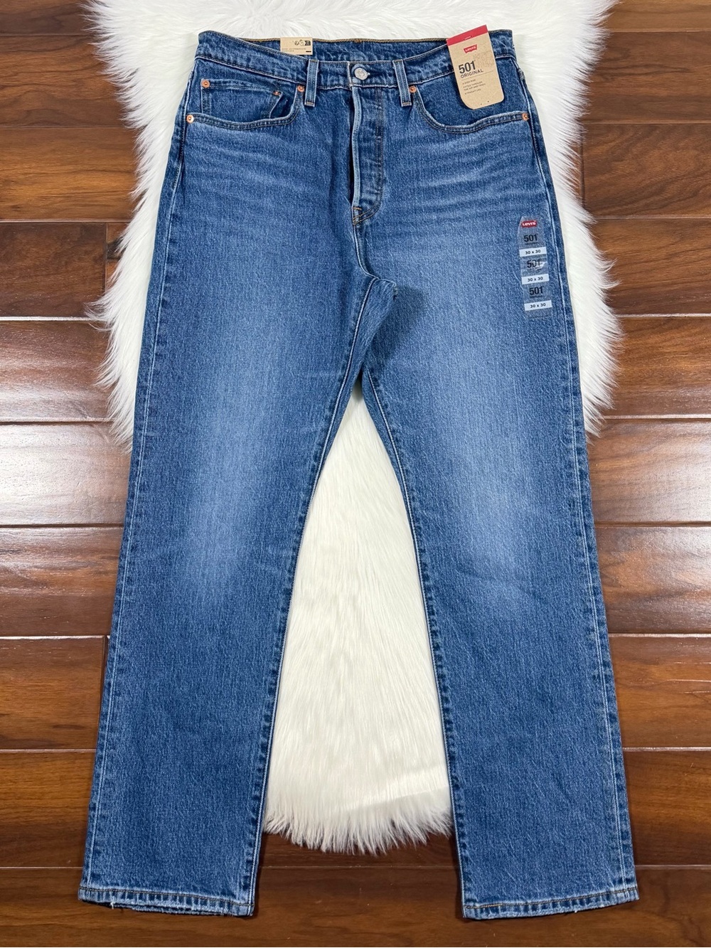 Levi's Women's Size 30 X 30 Medium Worn In 501 Original Straight Denim Jeans